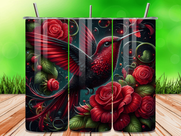 Download Gothic Red Rose Hummingbird Tumbler Wrap - Hummingbird tumbler wrap Collection