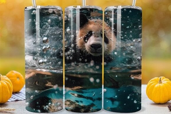 Download Realistic Panda Swimming Tumbler Wrap - Swimming tumbler Collection