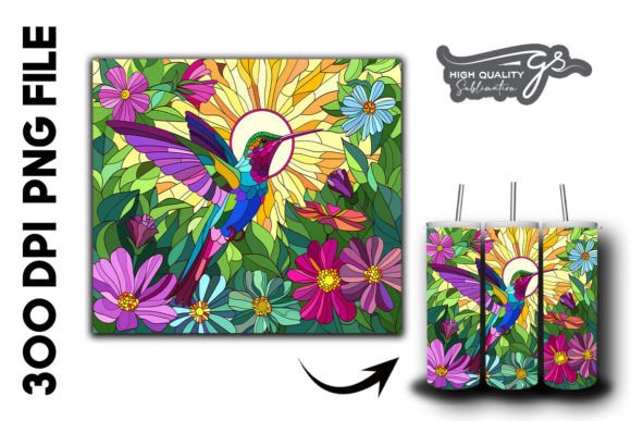 Download Stain Glass Hummingbird Tumbler Wrap 27 - Premium Resources
