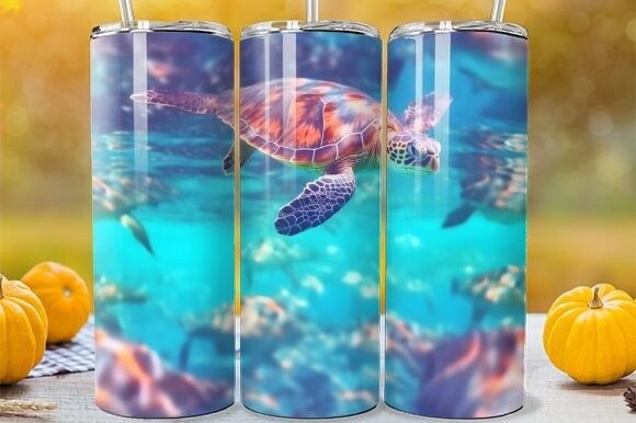 Download Sea Turtle Swimming Tumbler Wrap - Swimming tumbler Collection