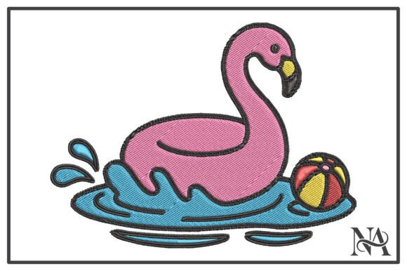 Download Summer Flamingo Pool Float Embroidery - Float Collection