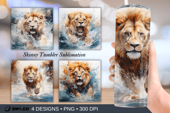 Download Lion Swimming Tumbler Sublimation Wrap - Swimming tumbler Collection