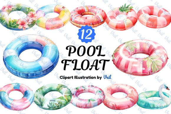 Download Pool Float Clipart Watercolor Bundle - Float Collection