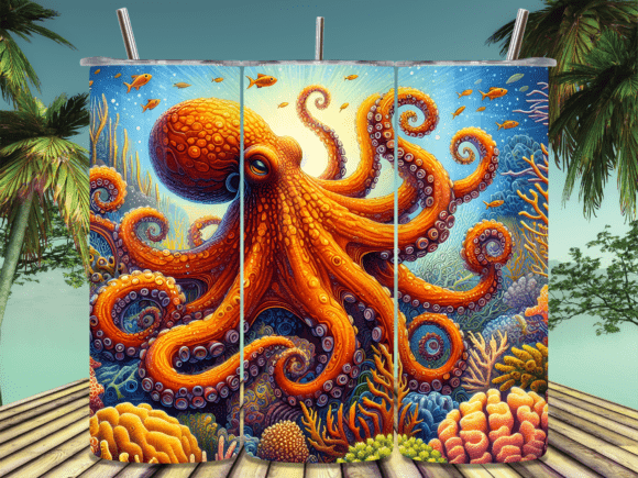 Download Orange Octopus Swimming Tumbler Wrap PNG - Swimming tumbler Collection